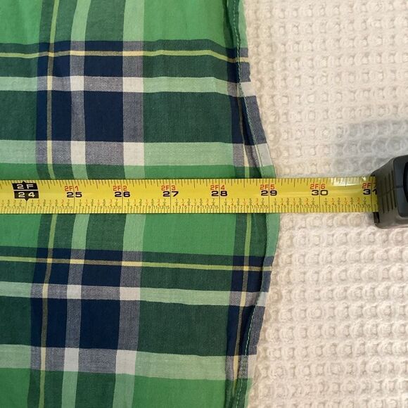 Men's Roebuck & Co. Short Sleeved Pearl Snap 100% Cotton plaid Shirt Green Sears - Picture 7 of 7